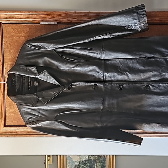 Leather Vintage Long Trench Coat - Picture 5 of 13